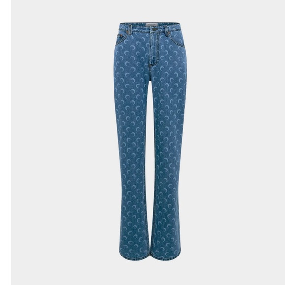 Marine Serre Denim - Marine Serre | 28 | Cresent Blue Printed Straight-Leg Women’s Jeans